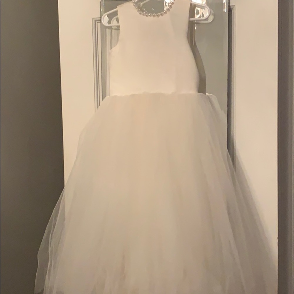Elegant flower girl dress with beaded neckline
